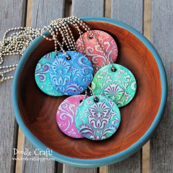 Damask Polymer Clay Pendants with Sculpey
