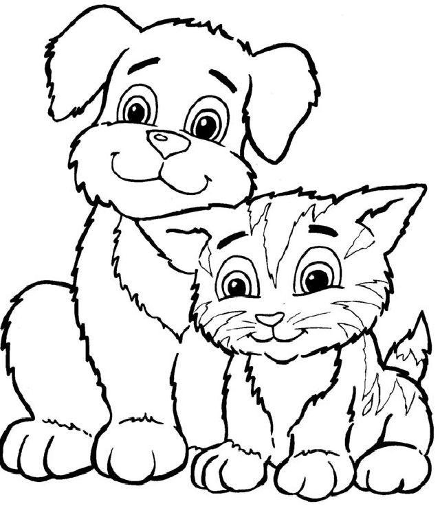 Dog and Cat Coloring Book Pages