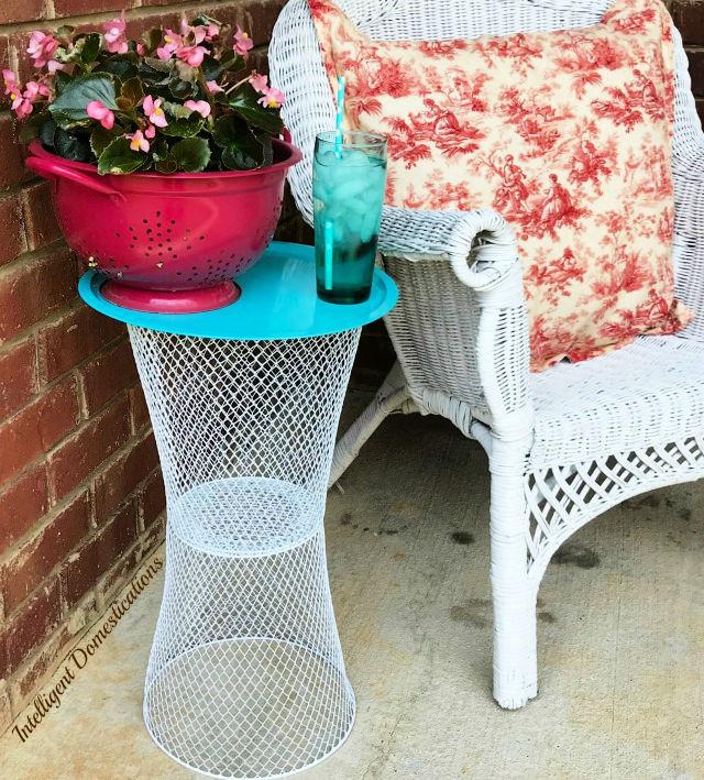 Dollar Store Wire Basket Outdoor Table