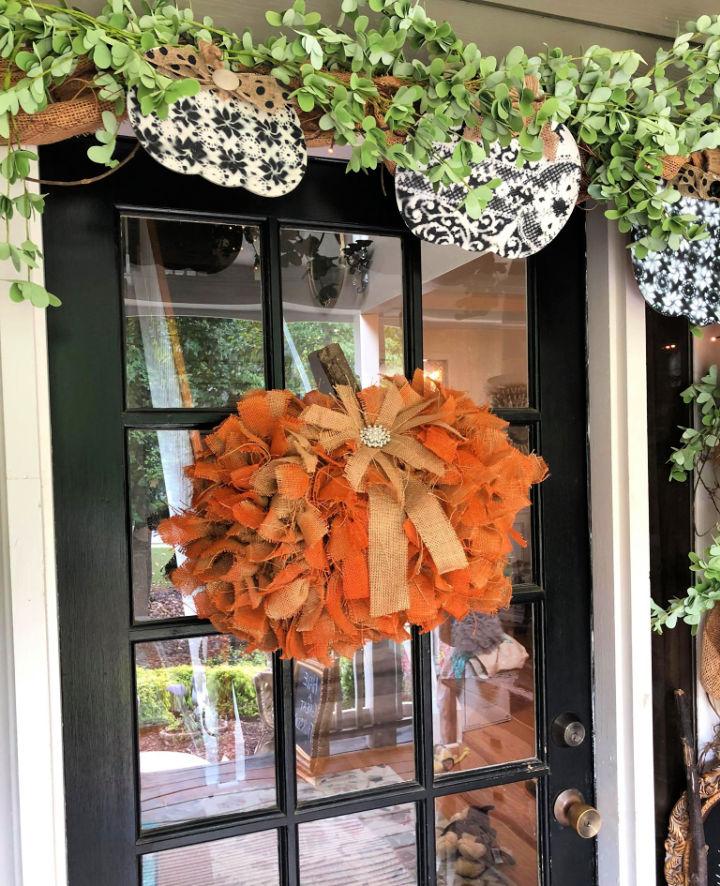 Dollar Tree Rag Pumpkin Wreath
