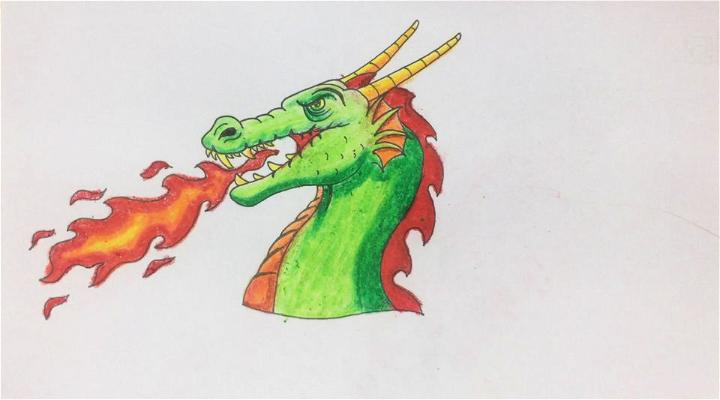 Dragon Head Breathing Fire Drawing