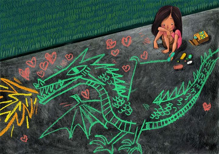 Dragon Sidewalk Chalk Art