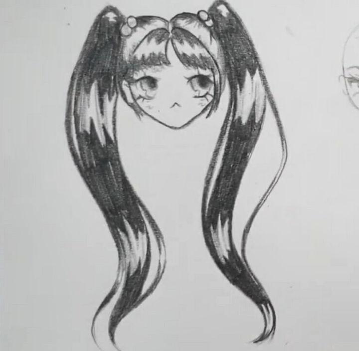 Draw Female Anime Bangs in Pencil