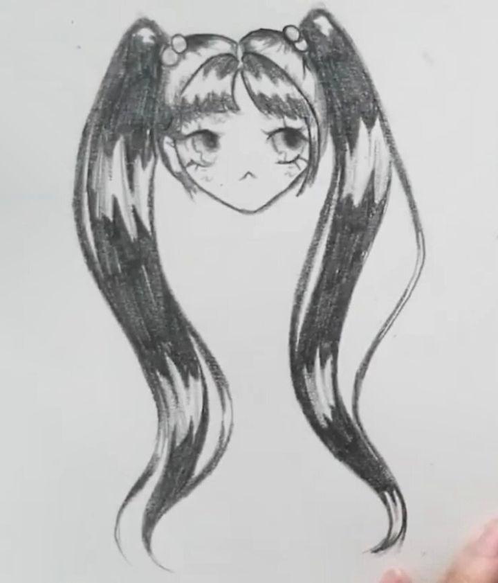 Draw Long Anime Hair in Pencil