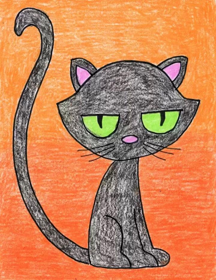 Draw a Cartoon Black Cat