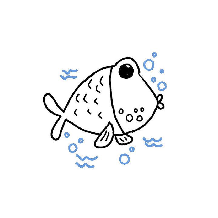 Draw a Fish Playing with Bubbles