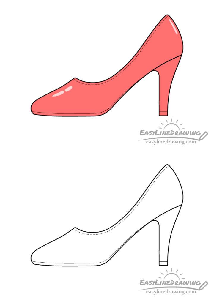 how to draw heels step by step