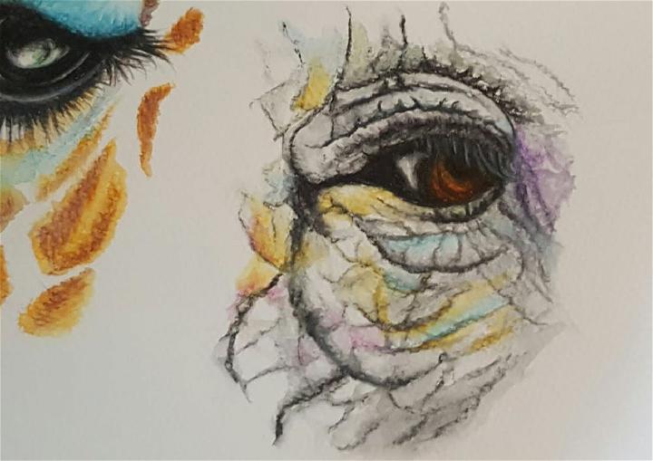 Draw an Elephant Eye with Watercolor Pencils