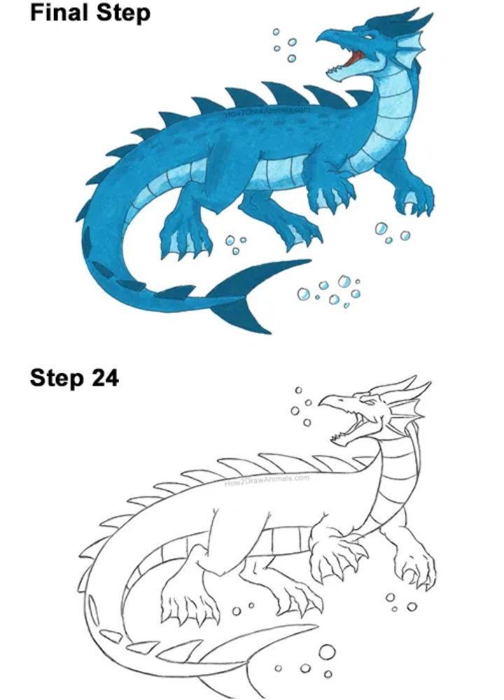 how to draw a realistic sea dragon