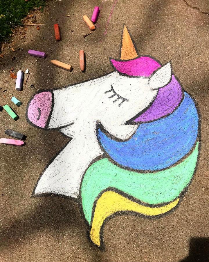 Drawing Unicorn With Chalk