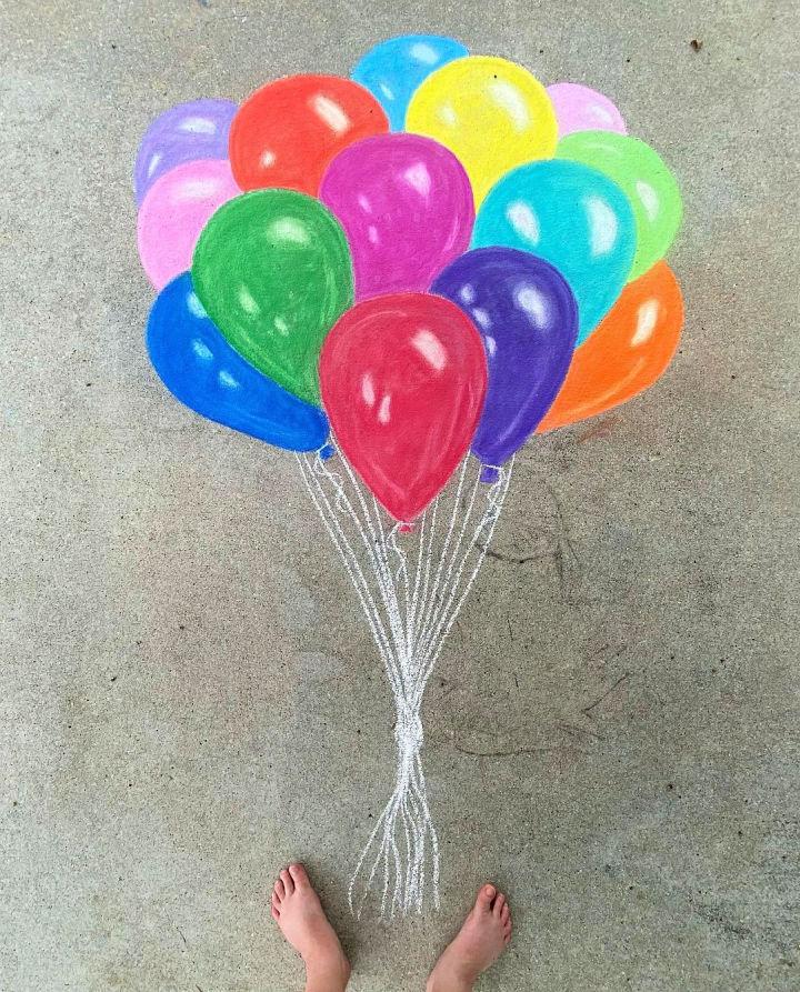 Driveway Balloon Chalk Art