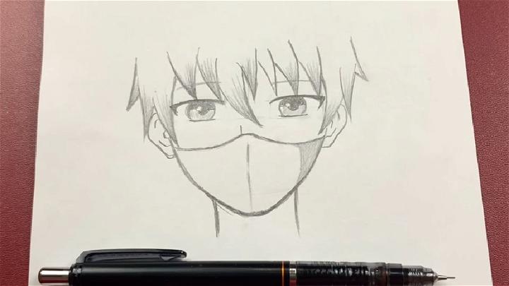 Easy Anime Boy Wearing a Mask Drawing
