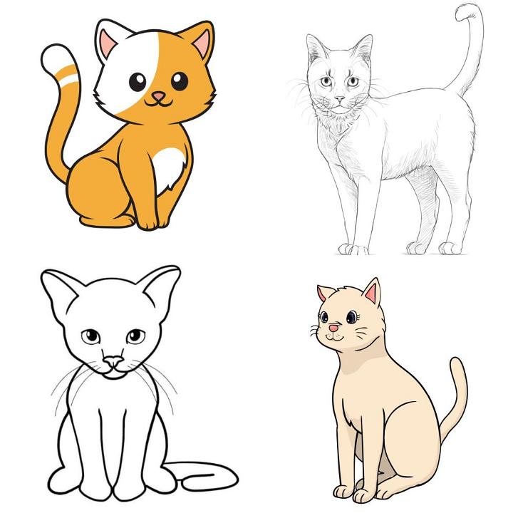 30 Cute and Easy Cat Drawing Ideas - How To Draw A Cat - Blitsy