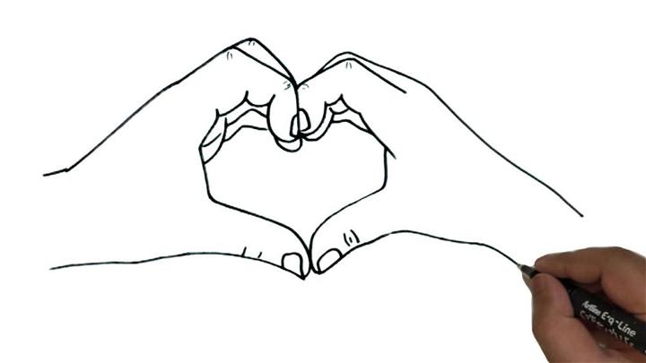 Easy Heart Hands Drawing