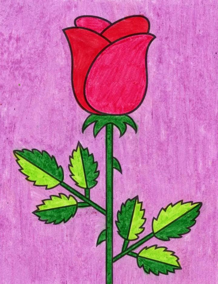 Easy Rose Drawing for Kids 1