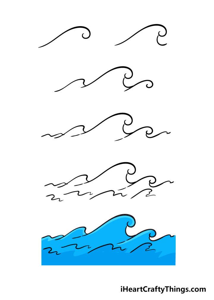 how to draw water waves for kids