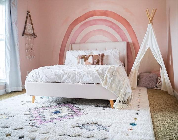 Female Bedroom With Rainbow Wall