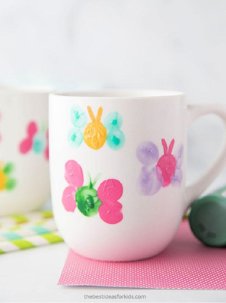 Fingerprint Butterfly Mug Painting