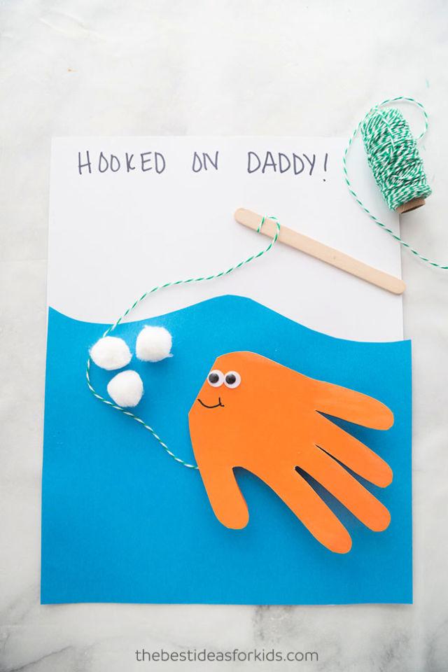 Fish Handprint Card for Dad from Toddler
