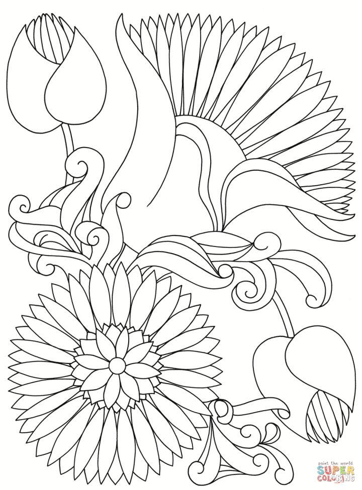 Free Abstract Flower Coloring Page