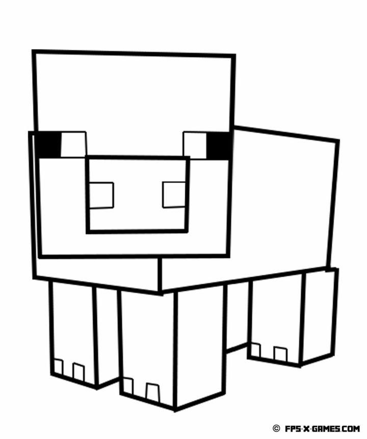 Free Kids Minecraft Pig Coloring Pages
