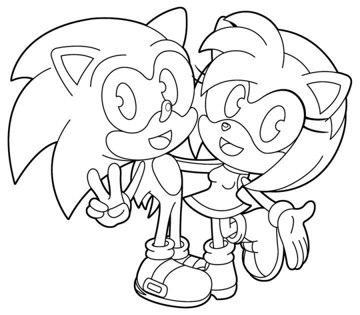 Free Kids Sonic and Amy Coloring Pages