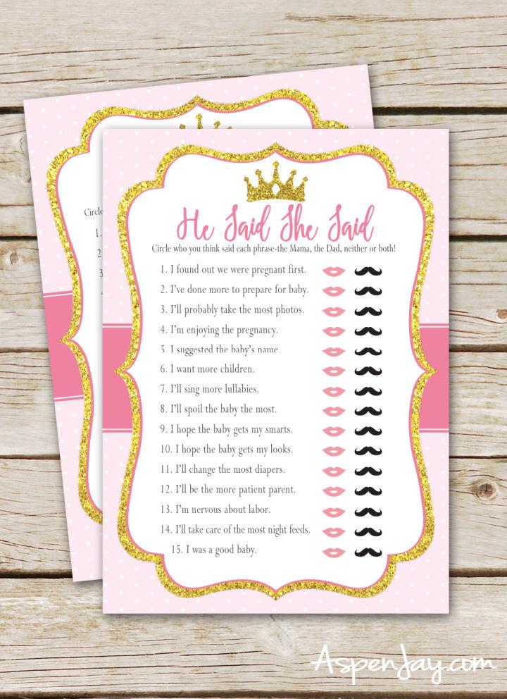 Free Printable Princess Baby Shower Game