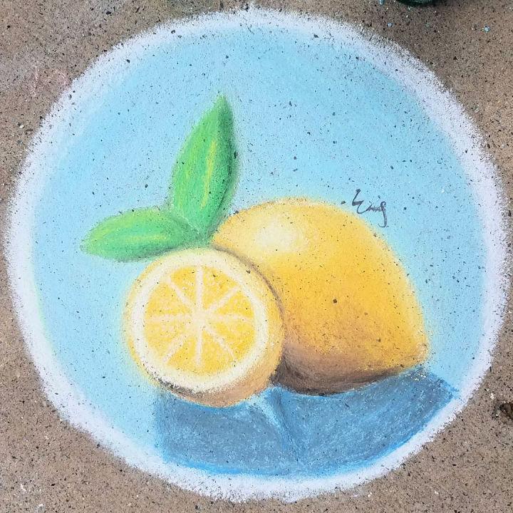 Fun Chalk Lemon Drawing