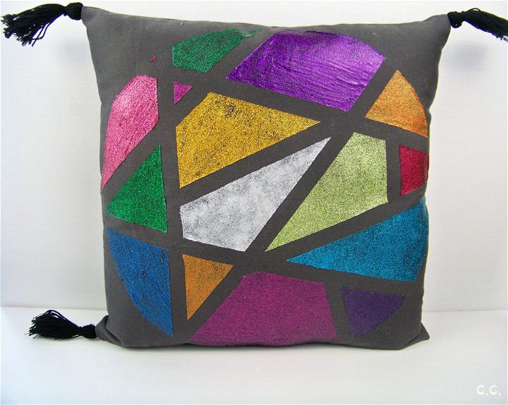 Geometric Glittered Throw Pillow