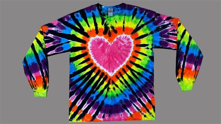 Heart Tie Dye Rainbow Long Sleeve Shirt