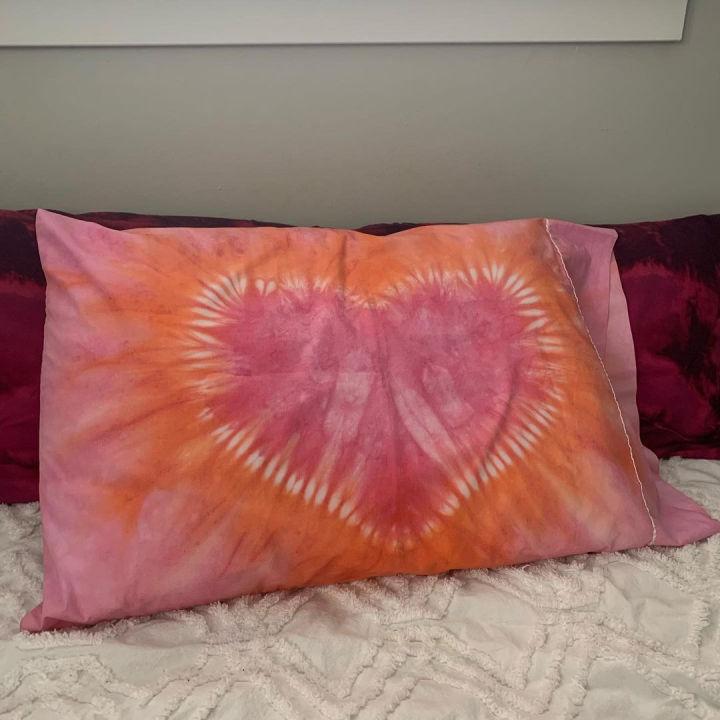 Heart Tie Dye Valentines Day Pillow