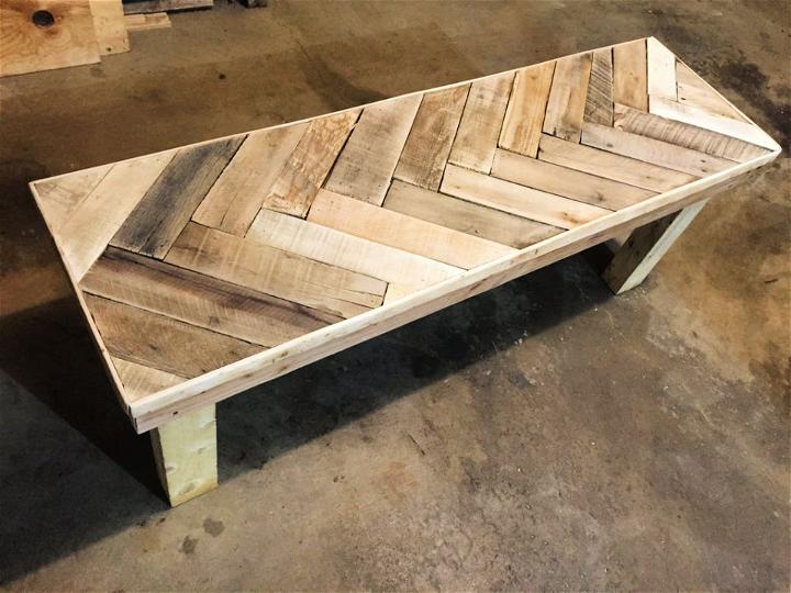 Herring Bone Patterned Pallet Bench