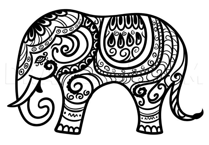 Hindu Elephant Drawing for Adults