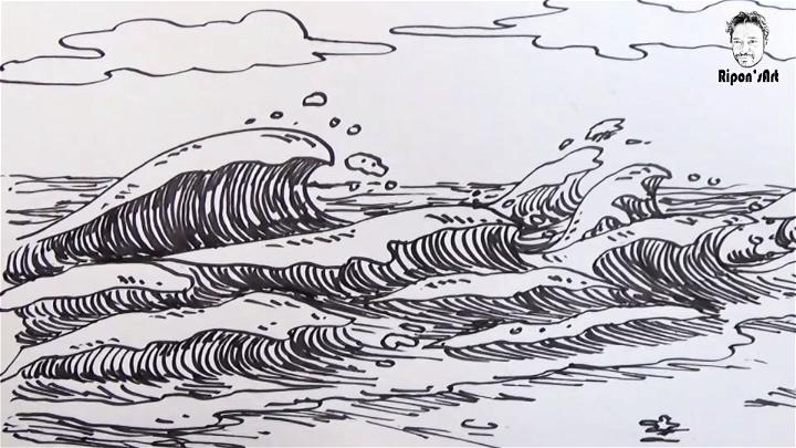 10 Wave drawing ideas | wave drawing, surf art, wave art