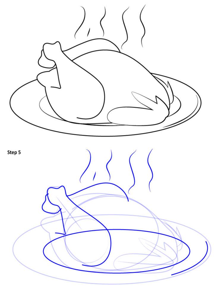 How to Draw Cooked Chicken printable step by step drawing sheet   DrawingTutorials101com