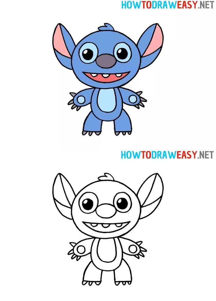 15 Easy Stitch Drawing Ideas - How to Draw Stitch