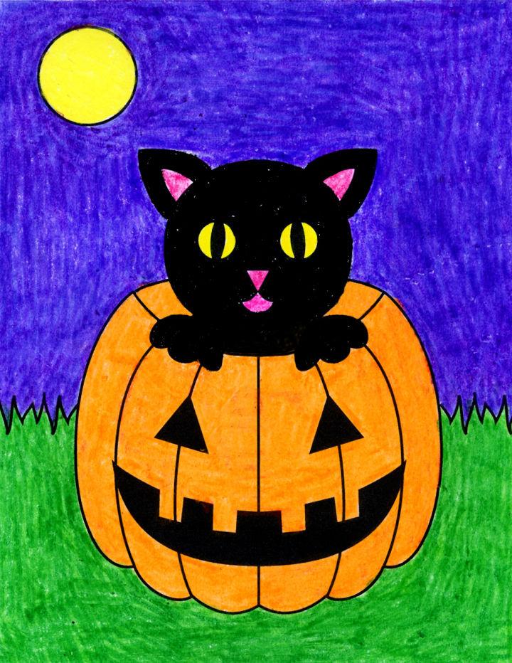 How to Draw a Halloween Cat