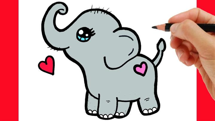 Kawaii Cute Elephant Drawing