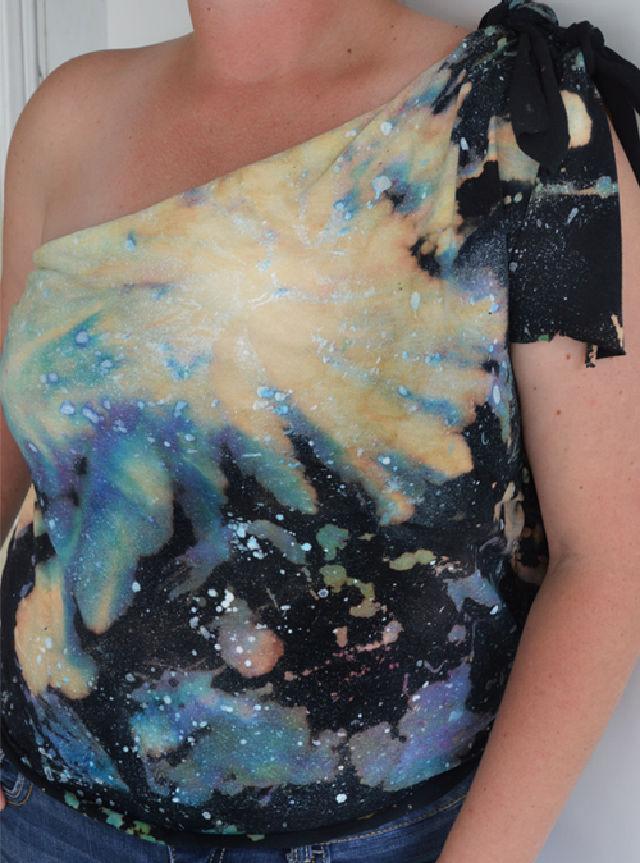 Knot and Tie Dye Galaxy Shirt with Bleach