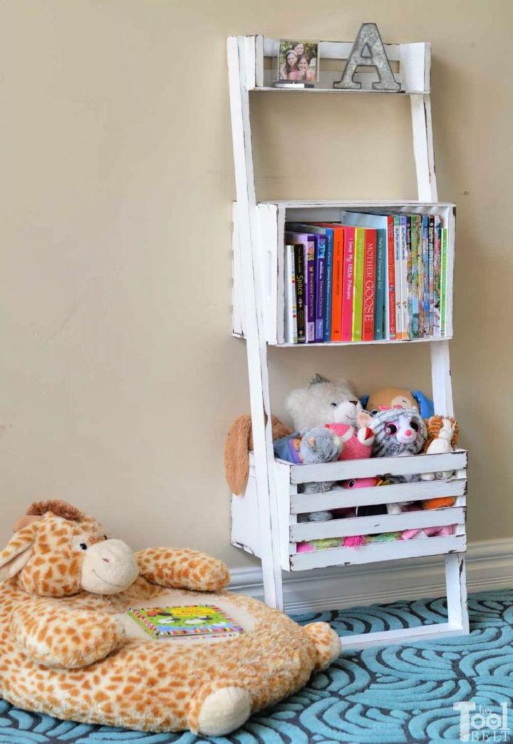 Leaning Crate Ladder Bookshelf