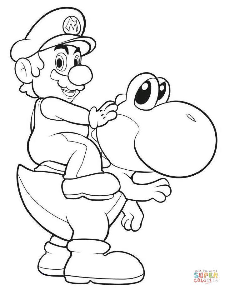Mario Yoshi Coloring Pages for Little Ones