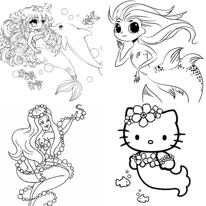 Premium Vector  Cute little mermaid with crown coloring book coloring book  for girls beautiful anime style mermaid