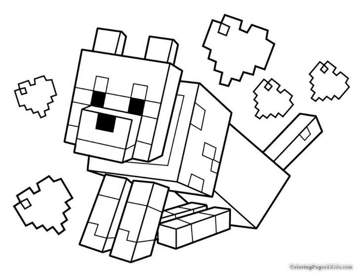 Minecraft Dog Coloring Pages Pictures to Color 1