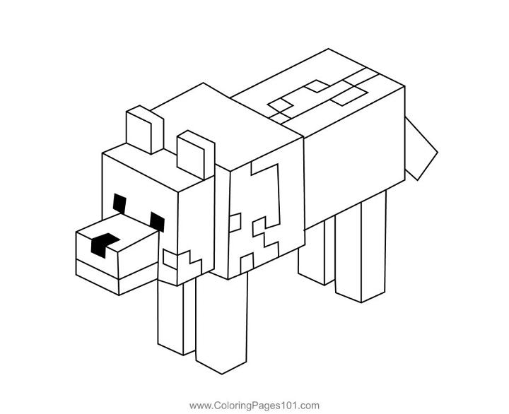 Minecraft Wolf Coloring Pages for Little Ones