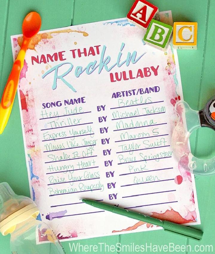 Name That Rockin Lullaby Baby Shower Game