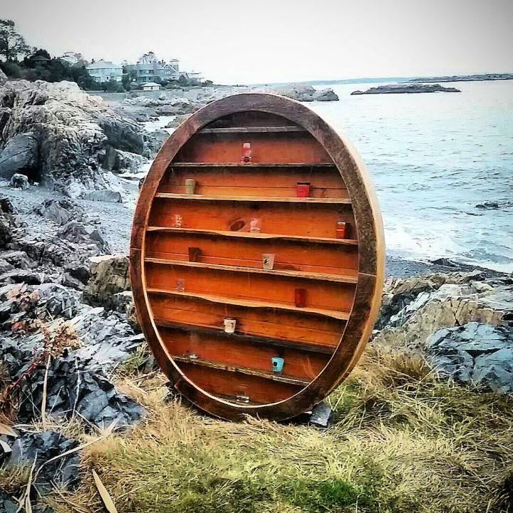 Oval Shot Glass Cabinet Made From Pallet