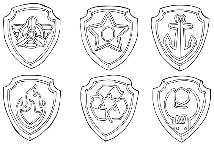 PAW Patrol Badges Coloring Pages