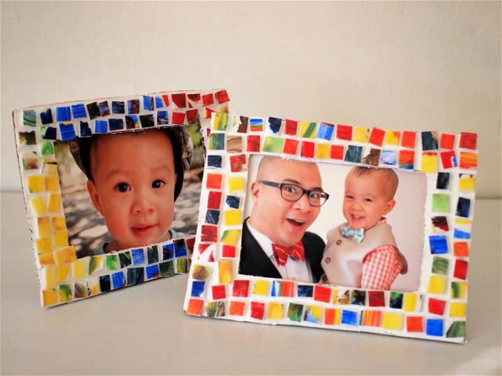 Painted Mosaic Styrofoam Tile Picture Frame