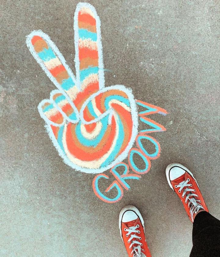 Peace Groovy Chalk Art