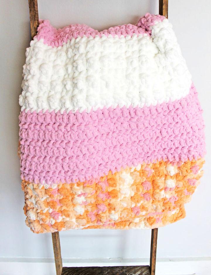 Peachy Crochet Baby Blanket With Super Bulky Yarn